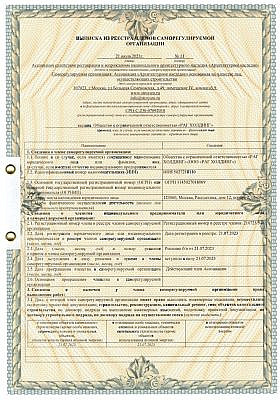 Выписка из ресстра членов саморегулируемой организации